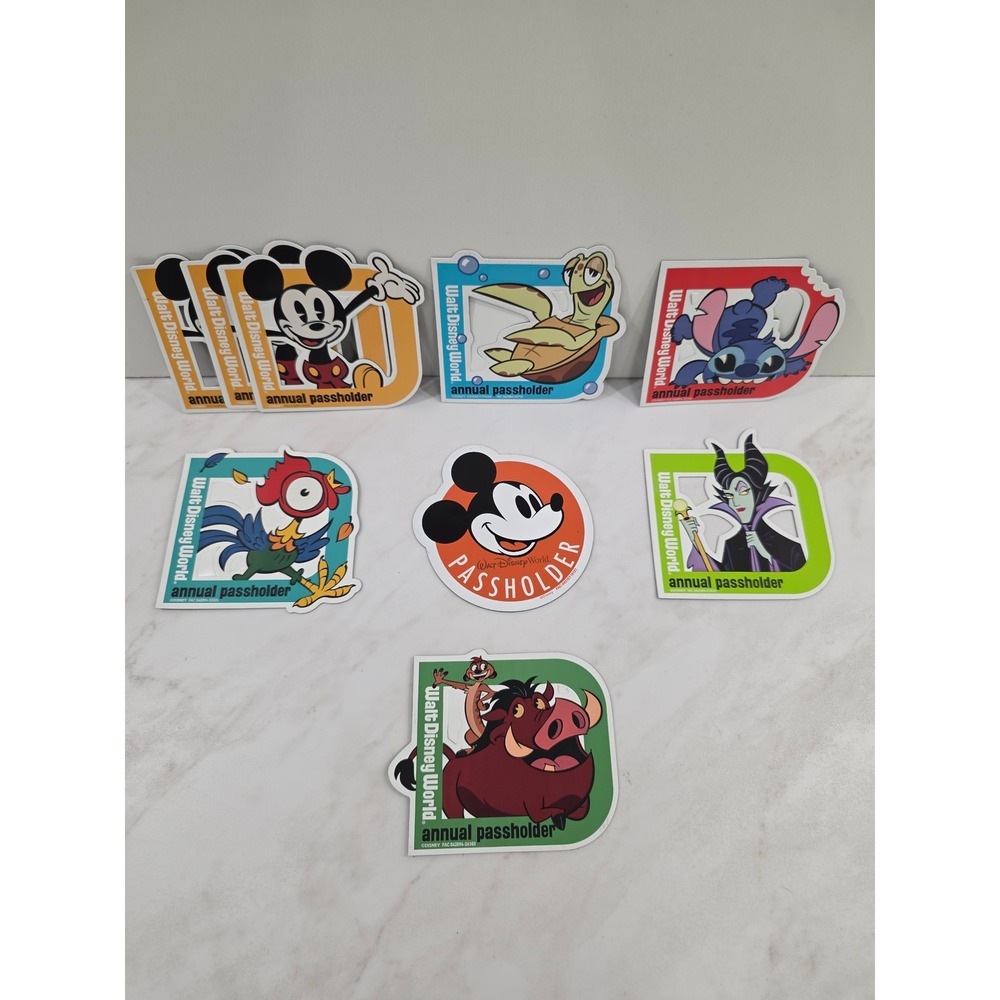 Disneycore Lot of 9 WDW Passholder Magnets Stitch Maleficent Hei Hei Crush